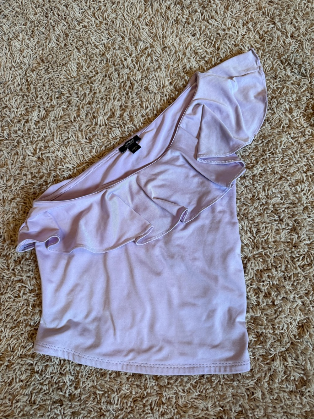 Express One-Shoulder Ruffle Tank Top in Light Lavender